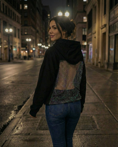 selene crystal mesh hoodie