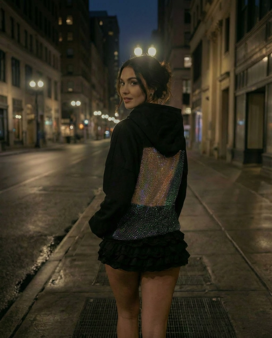 selene crystal mesh hoodie