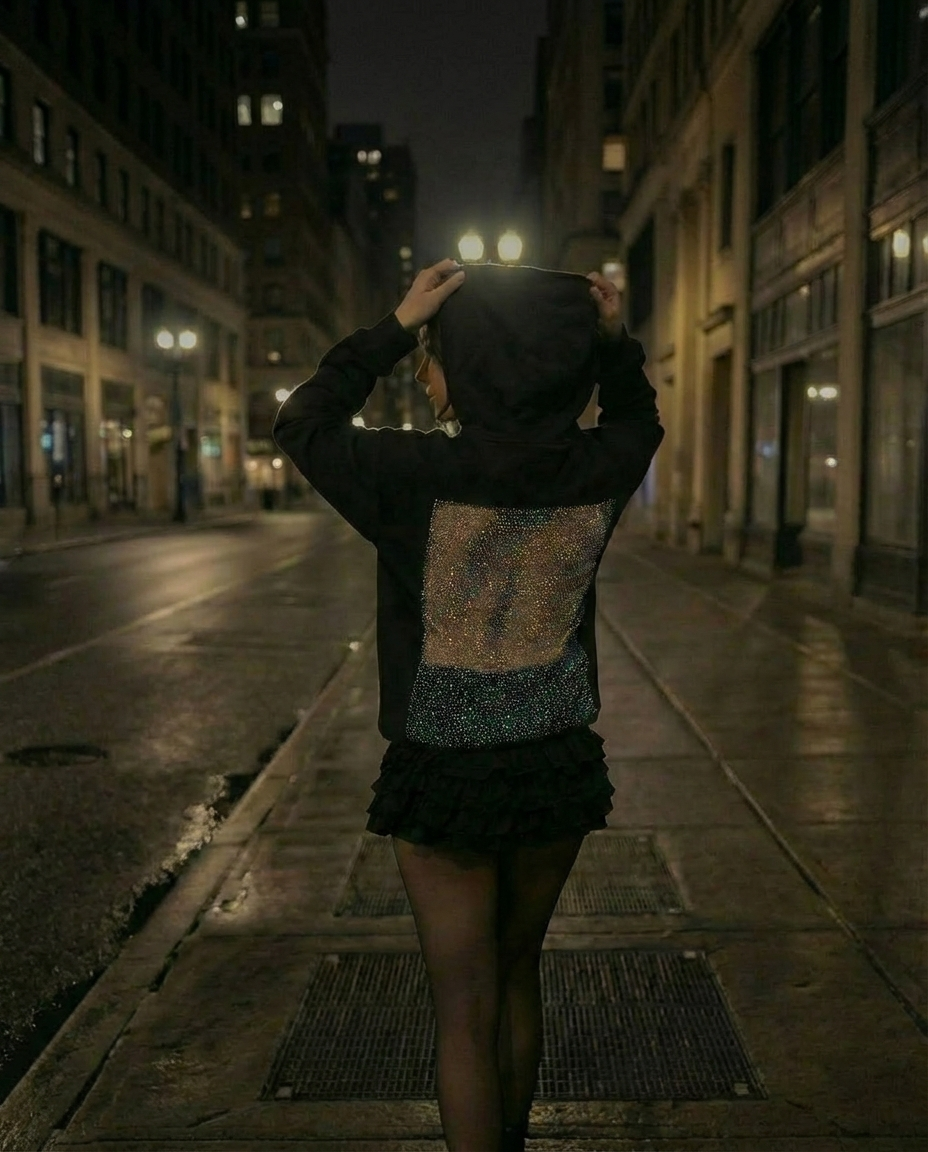 selene crystal mesh hoodie