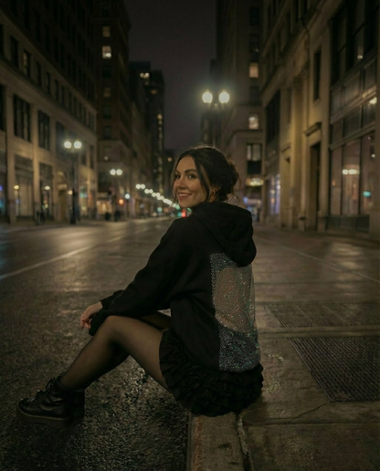 selene crystal mesh hoodie