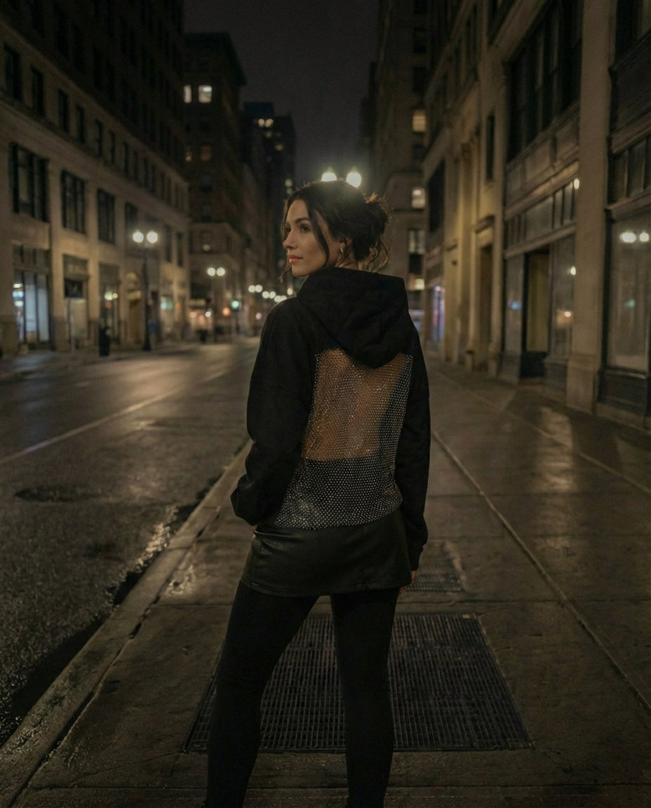 selene crystal mesh hoodie